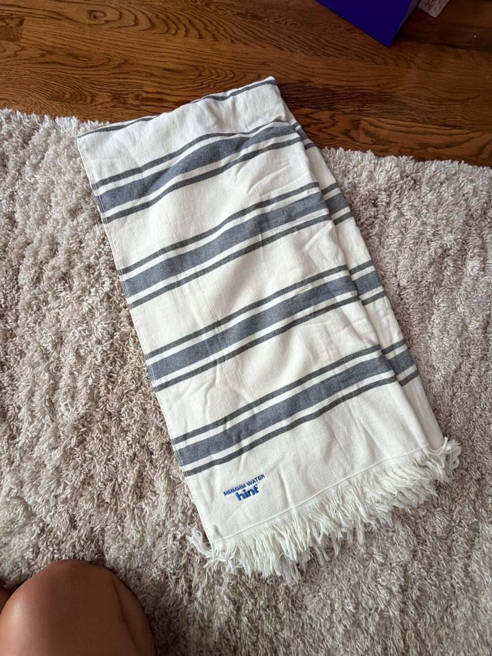 Hint Water Branded Turkish Style Fouta Beach Towel with Fringe